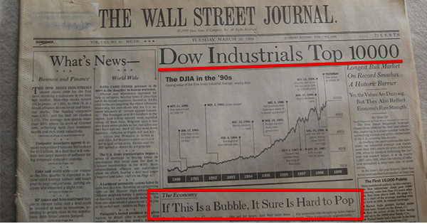 WSJ: "Dow Industrials Top 10000" & "If This Is a Bubble, It Sure is Hard to Pop"
